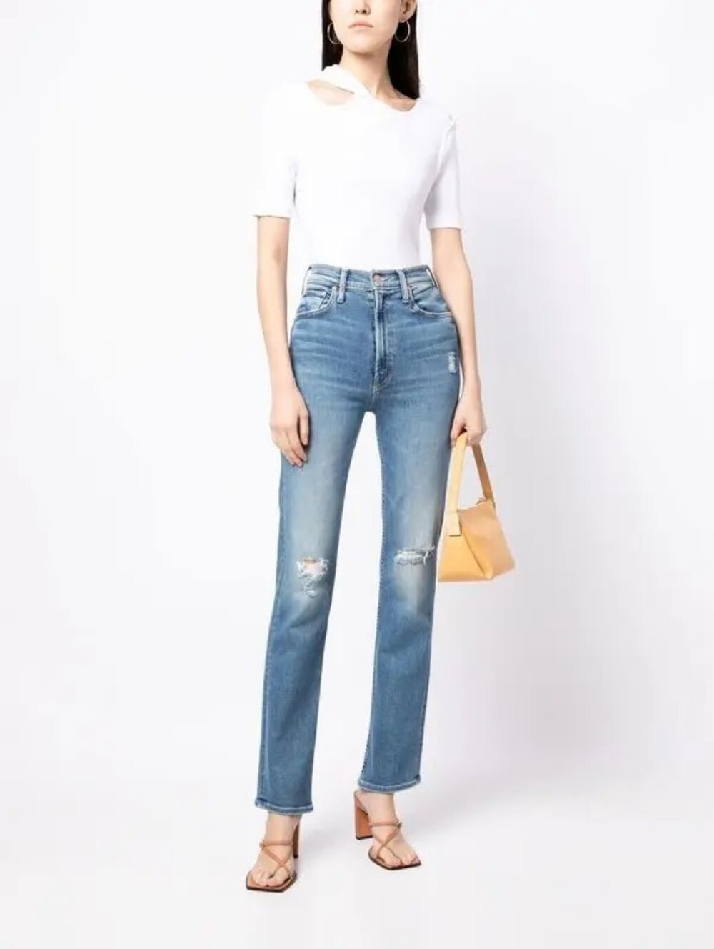 Mother High Waisted Rider Slimp Jeans in Tripping Twice